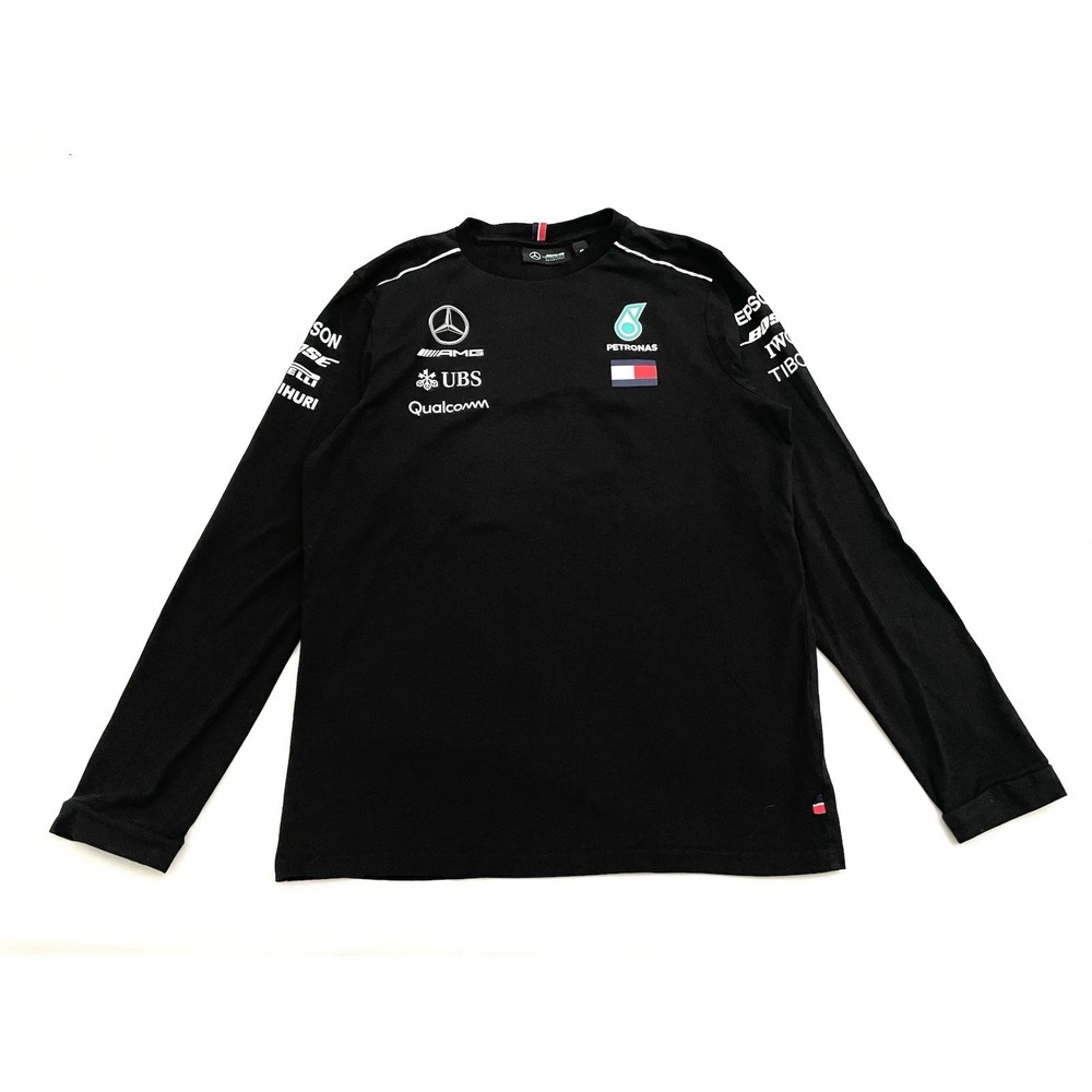 Mercedes AMG Petronas F1 Long Sleeve T Shirt Mens Medium Black Racing Motorsport